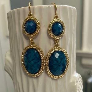 Gold Tone and Turquoise Earrings.